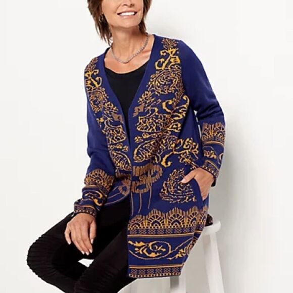 Attitudes by Renee Global Illusions Open Front Cardigan - Picture 2 of 4